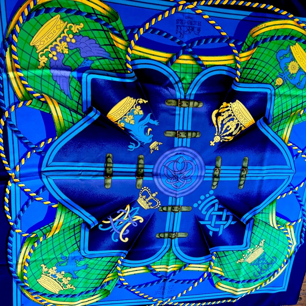 SOLD - Hermes Scarf Carre Silk Scarf Grande Tenue Horse Dress Crown